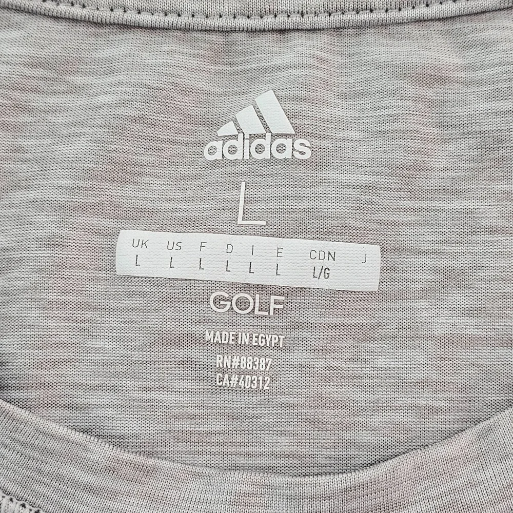 adidas Golf Gray Short Sleeve Polyester Performance T-Shirt Men's L